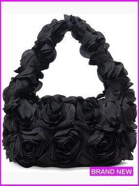 Floral Evening Clutch Elegant Wedding Party Bag 3D Flower Top Handle